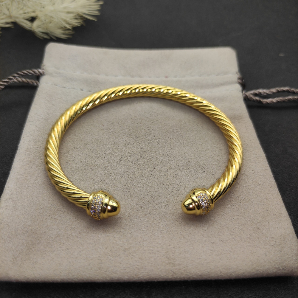 David Yurman 5mm Gold Round Bracelet with Full Diamonds - Picture 2 of 9